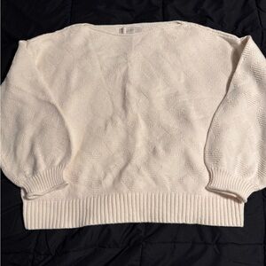 LOFT Women's Ivory Crew Neck Sweater